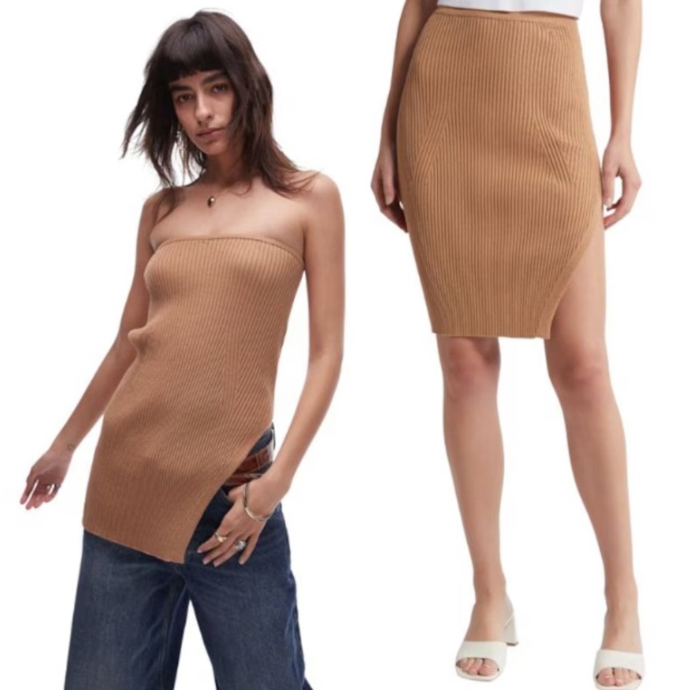 NWT [TopShop] Ribbed Sweater Strapless Convertible Top/Skirt in Camal Women’s S
